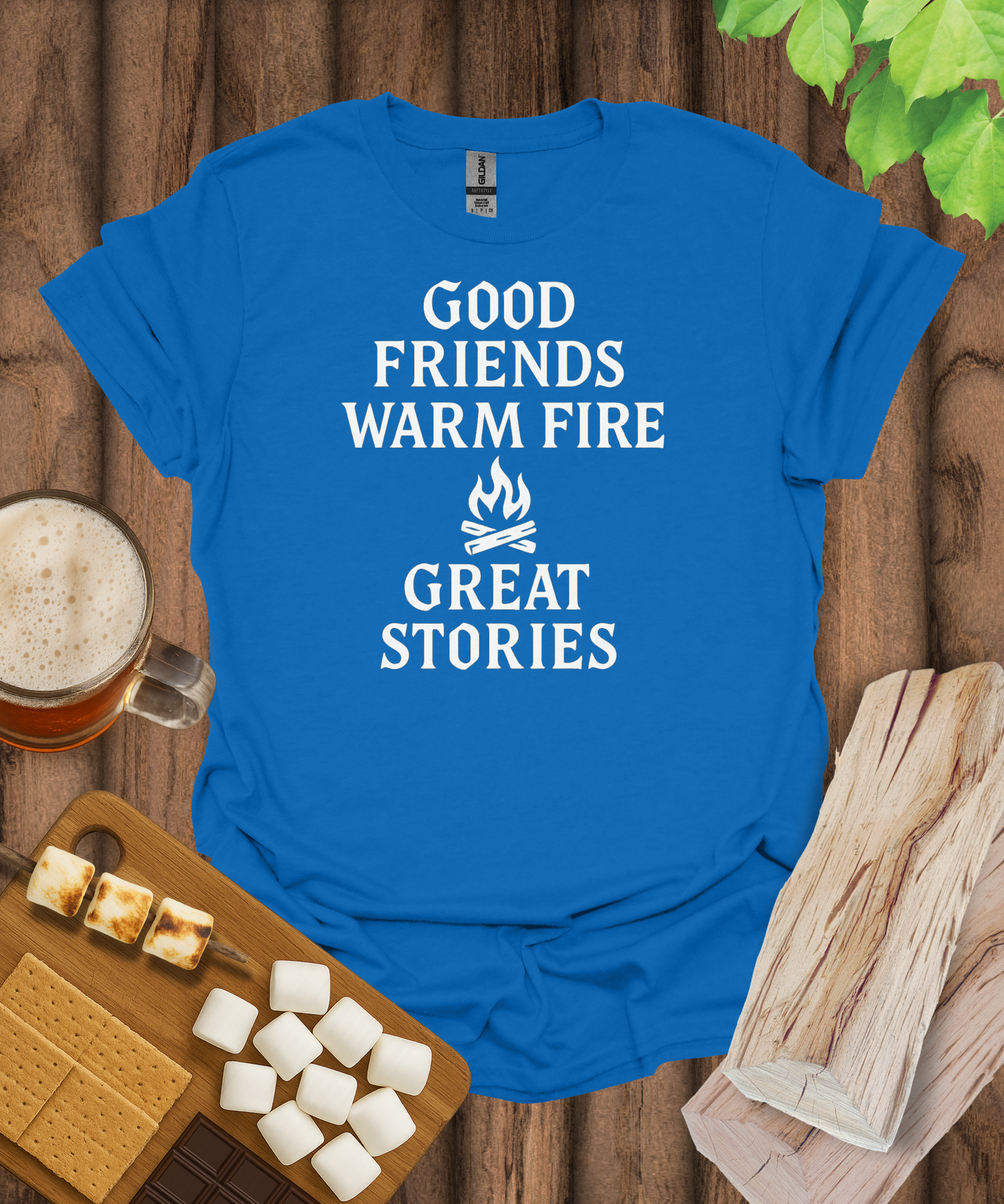 Good Friends, Warm Fire, Great Stories T-Shirt