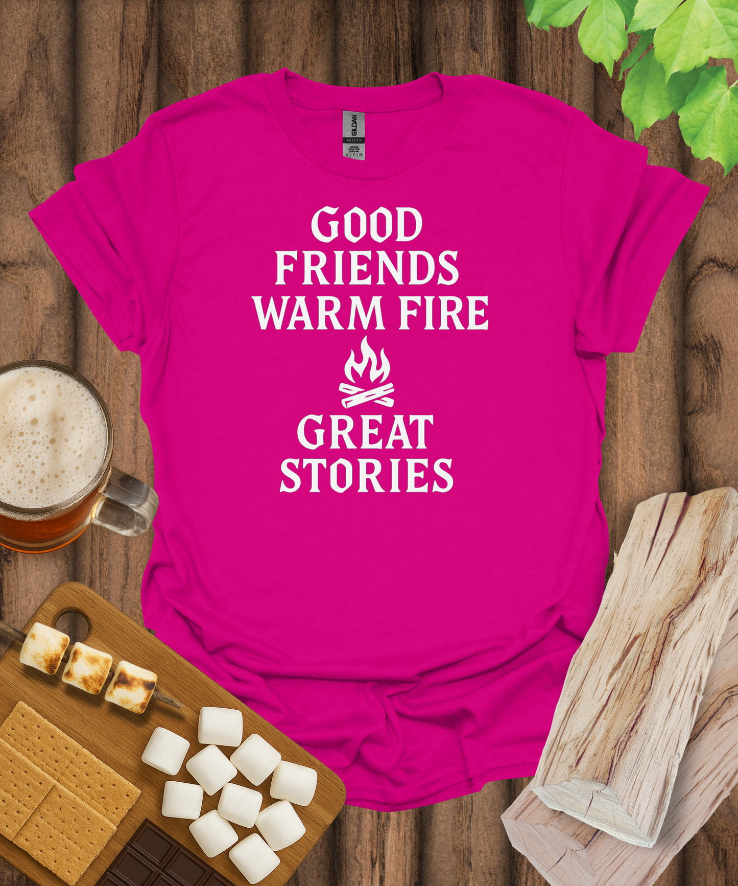 Good Friends, Warm Fire, Great Stories T-Shirt