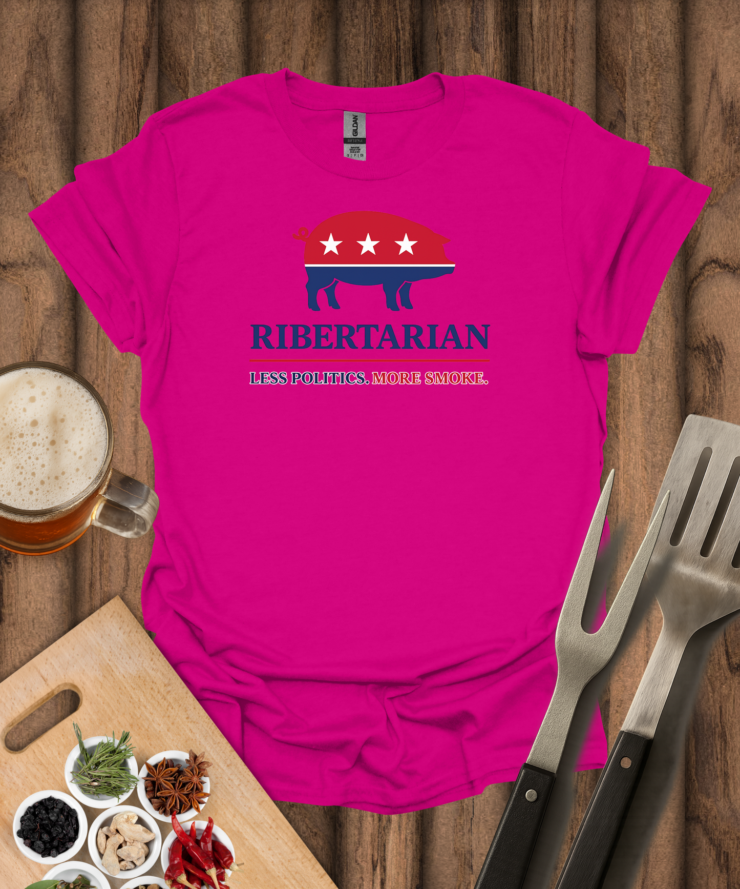 Ribertarian Less Politics, More Smoke T-Shirt