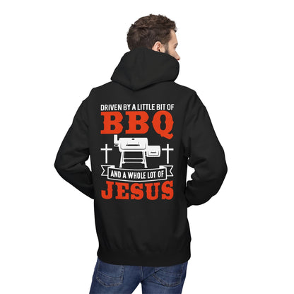 Printify Hoodie Driven by a Little Bit of BBQ and a Whole Lot of Jesus Hoodie