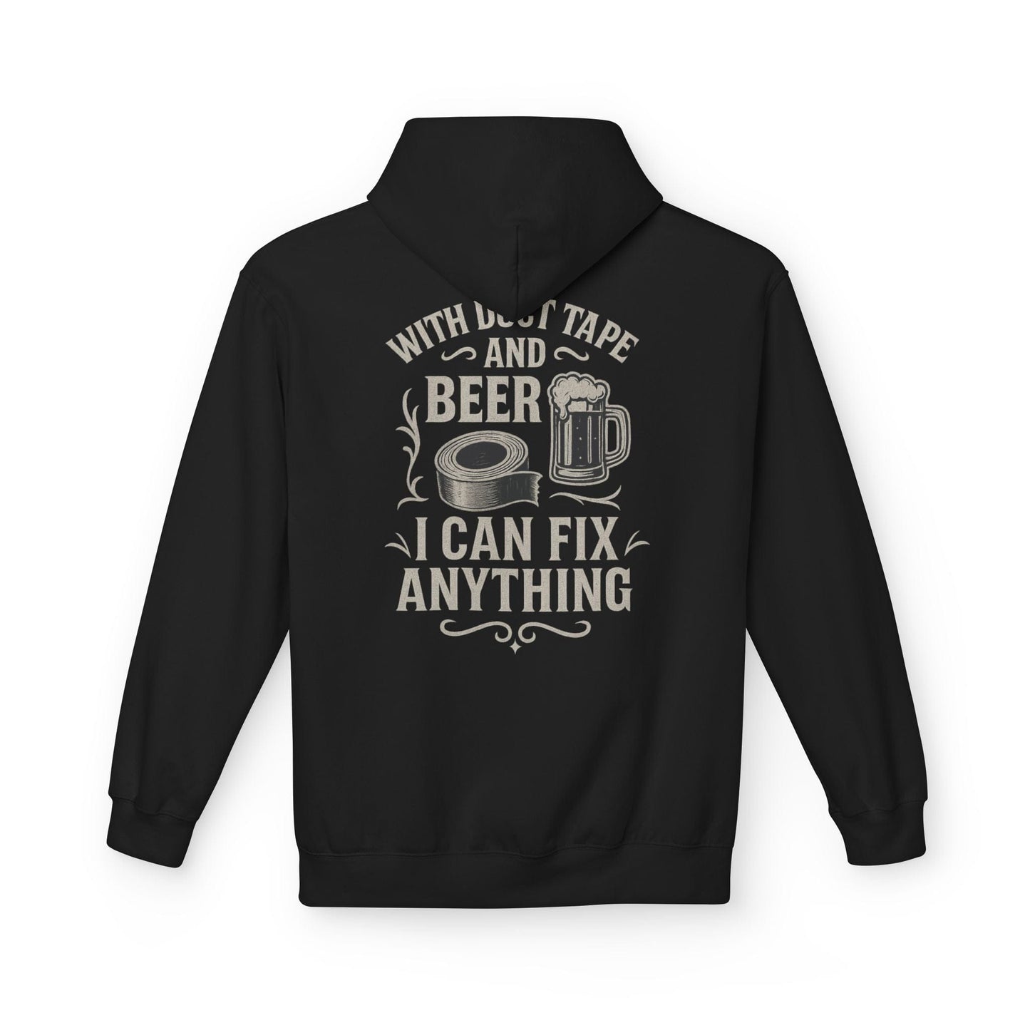 Printify Hoodie S / Black With Duct Tape and Beer I Can Fix Anything Hoodie