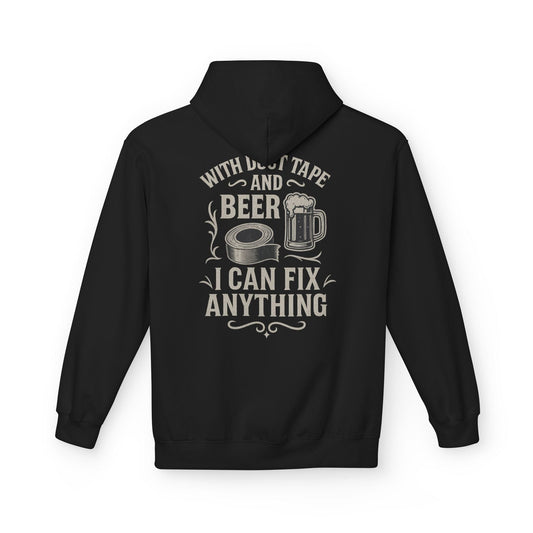 Printify Hoodie S / Black With Duct Tape and Beer I Can Fix Anything Hoodie