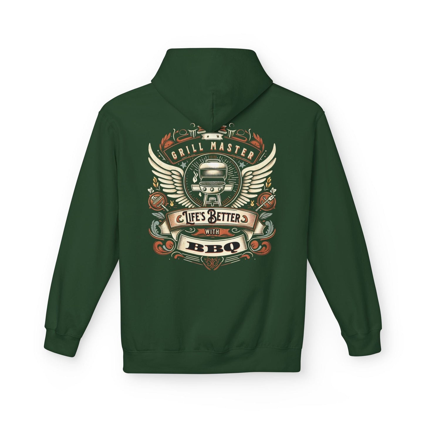 Printify Hoodie S / Forest Green Grill Master Life's Better with BBQ Hoodie