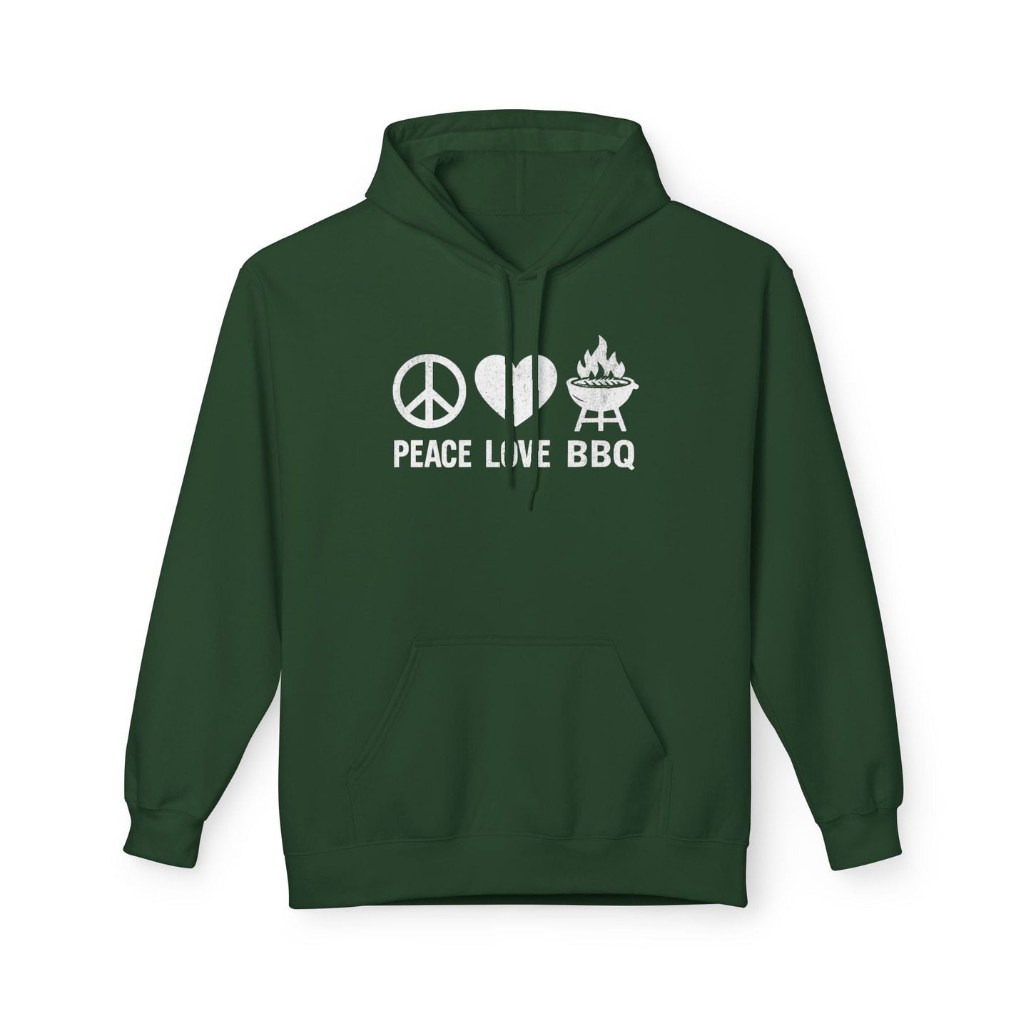 Printify Hoodie S / Forest Green Peace Love BBQ Hoodie