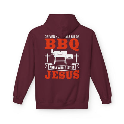 Printify Hoodie S / Maroon Driven by a Little Bit of BBQ and a Whole Lot of Jesus Hoodie
