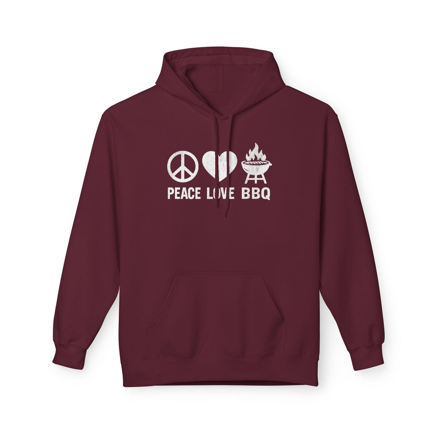 Printify Hoodie S / Maroon Peace Love BBQ Hoodie