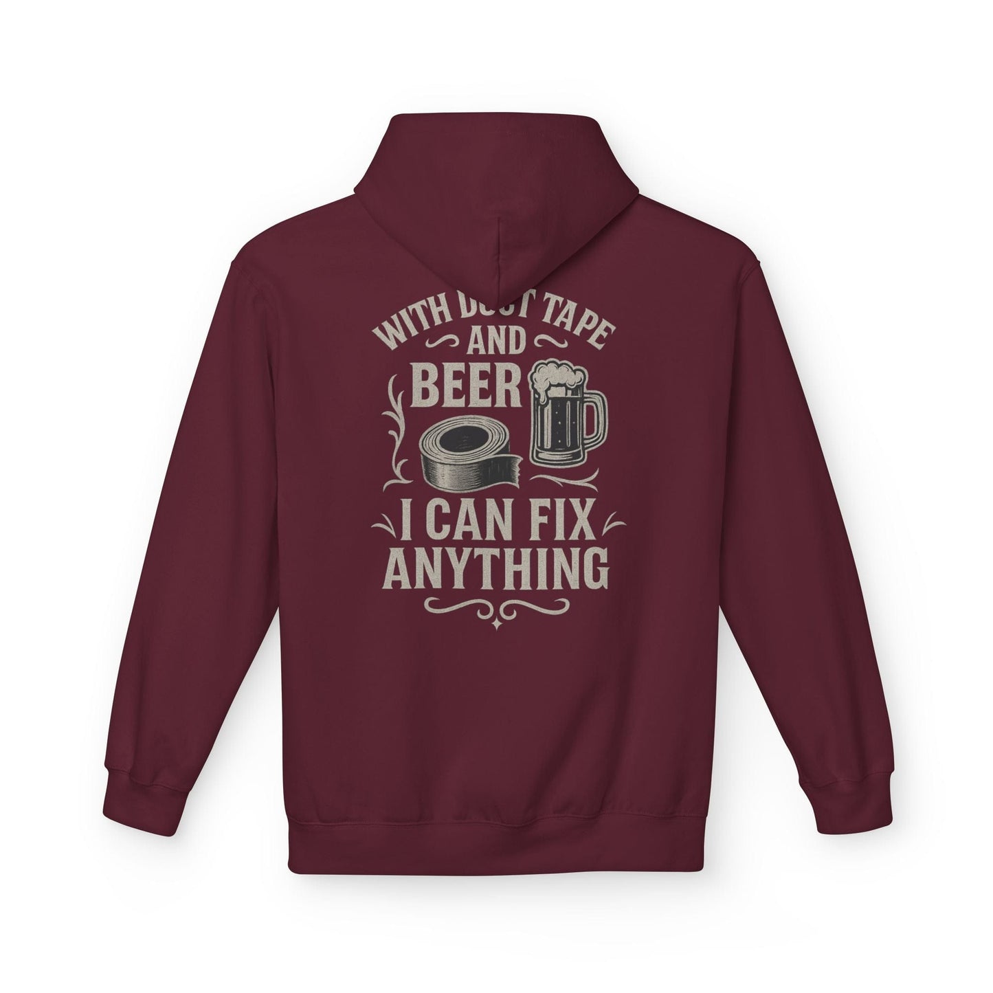 Printify Hoodie S / Maroon With Duct Tape and Beer I Can Fix Anything Hoodie