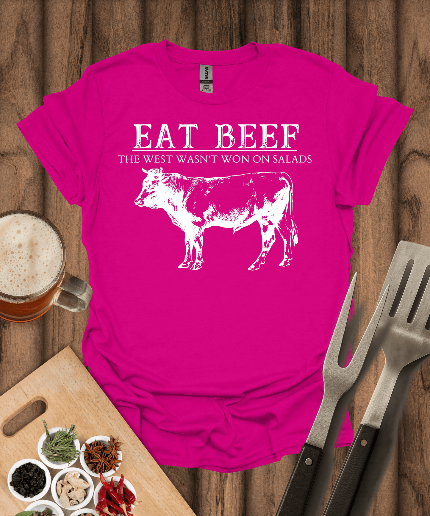 Printify T-Shirt Antique Heliconia / S Eat Beef T-Shirt