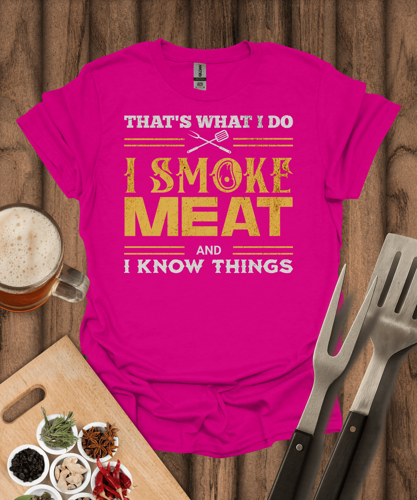 Printify T-Shirt Antique Heliconia / S Smoke Meat T-Shirt