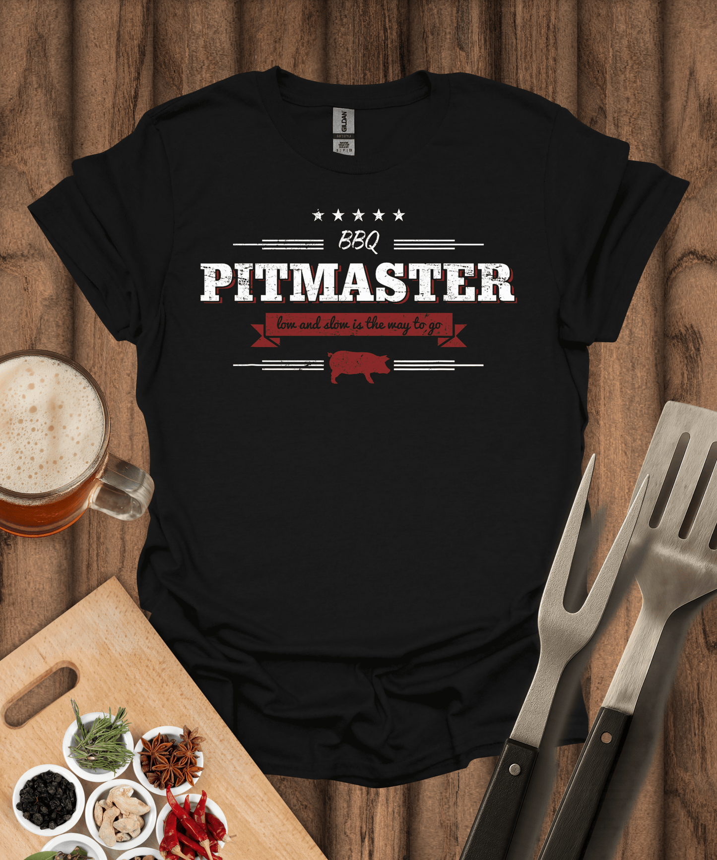 Printify T-Shirt Black / S BBQ Pitmaster Low And Slow Is The Way To Go T-Shirt