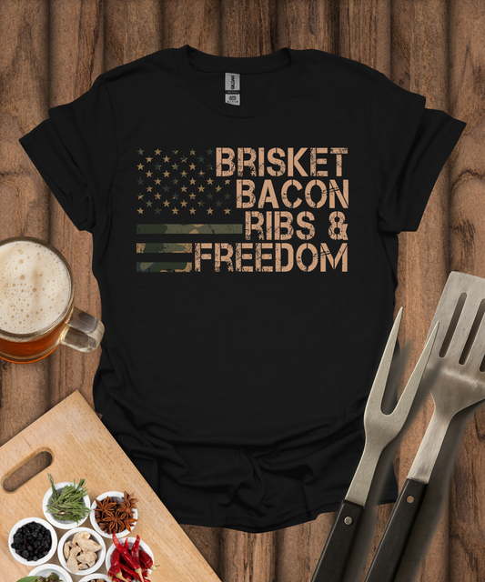 Printify T-Shirt Black / S Brisket Bacon Ribs & Freedom T-Shirt