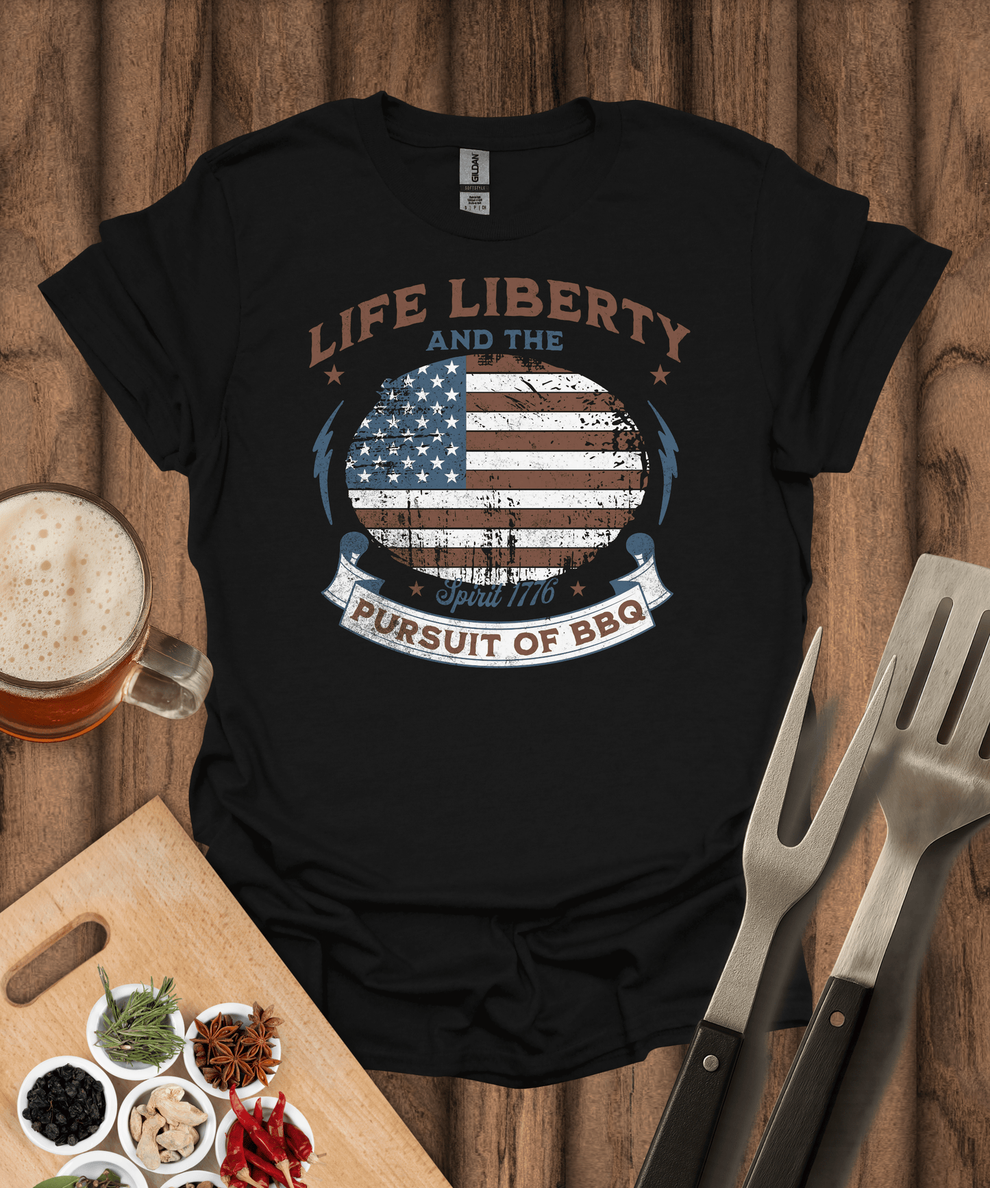 Printify T-Shirt Black / S Life Liberty Pursuit of BBQ - T-Shirt