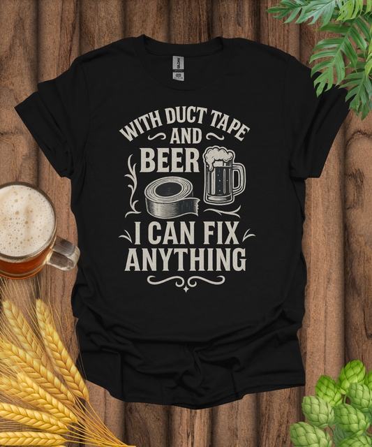 Printify T-Shirt Black / S With Duct Tape And Beer I Can Fix Anything T-Shirt
