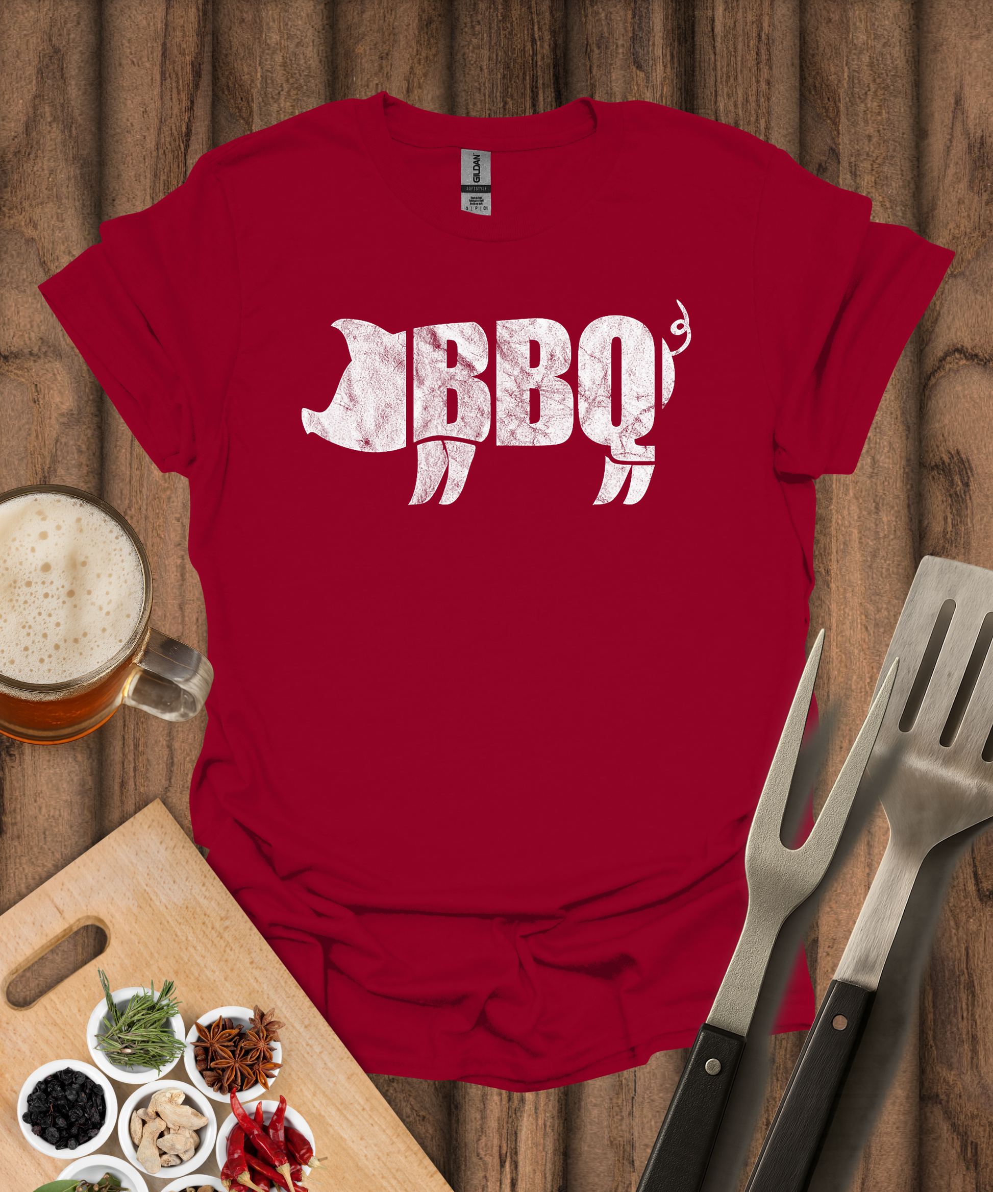Printify T-Shirt Cardinal Red / S BBQ Pig T-Shirt