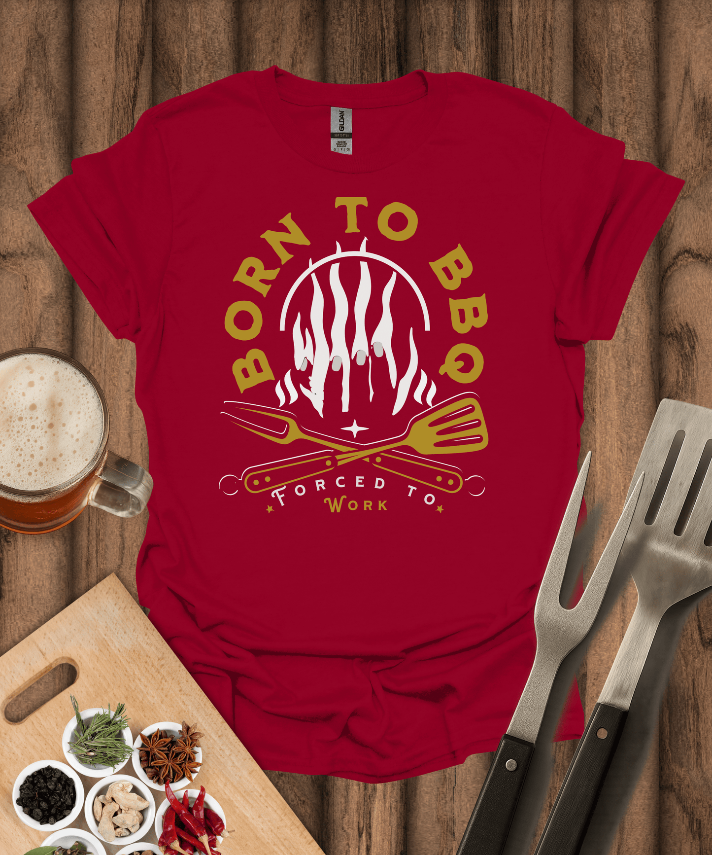 Printify T-Shirt Cardinal Red / S Born to BBQ T-Shirt