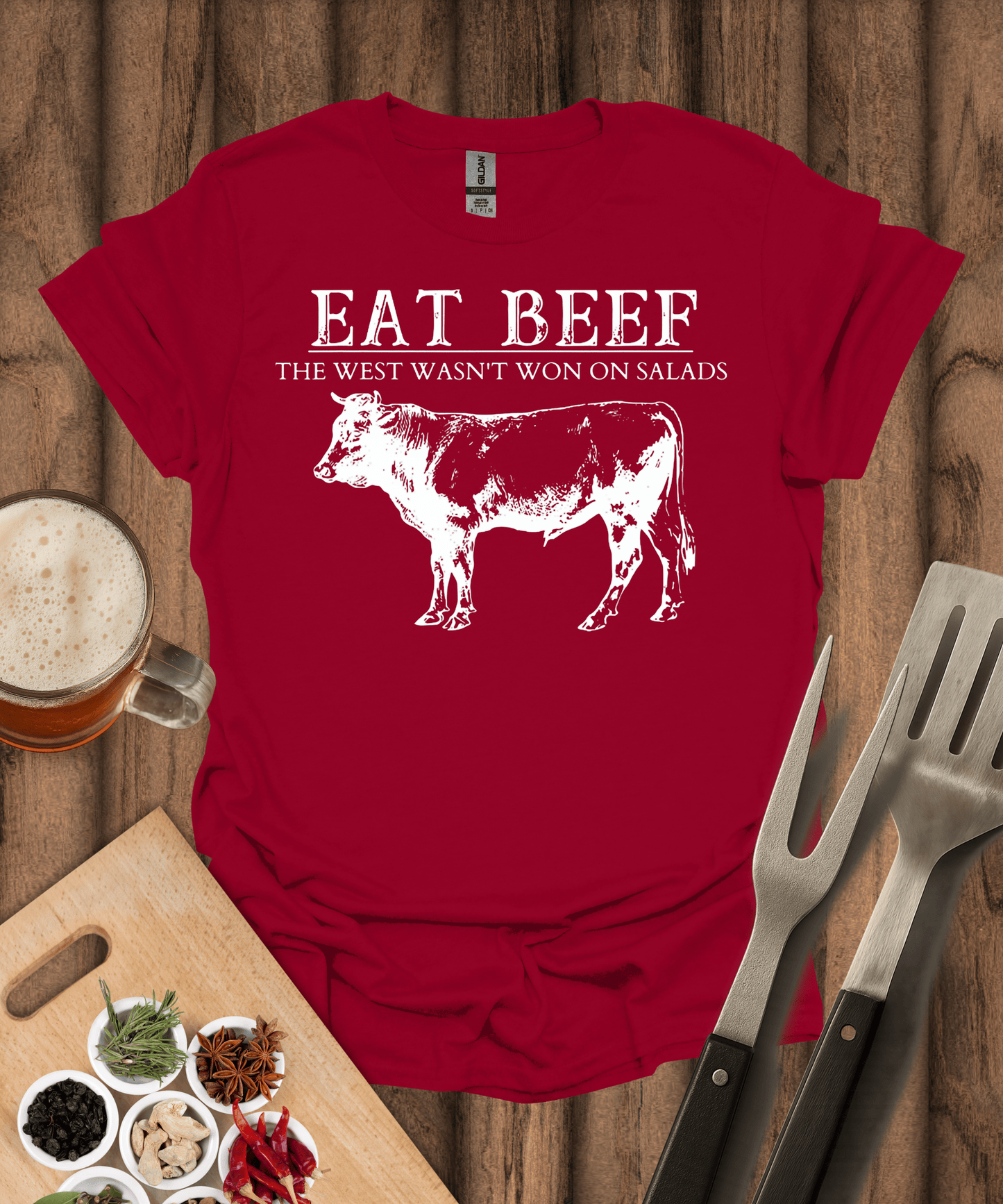 Printify T-Shirt Cardinal Red / S Eat Beef T-Shirt