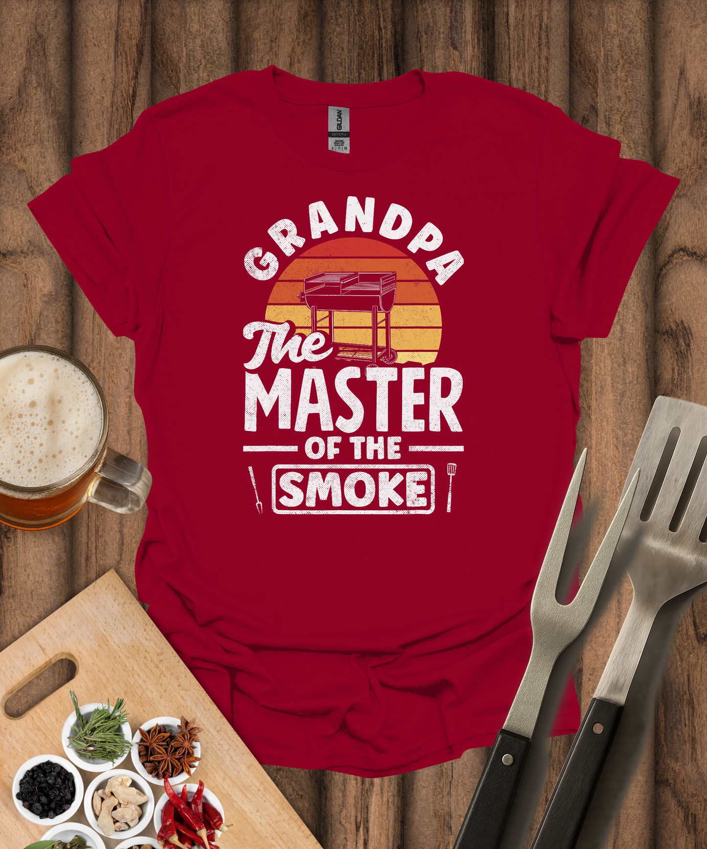 Printify T-Shirt Cardinal Red / S Grandpa The Master of the Smoke T-Shirt