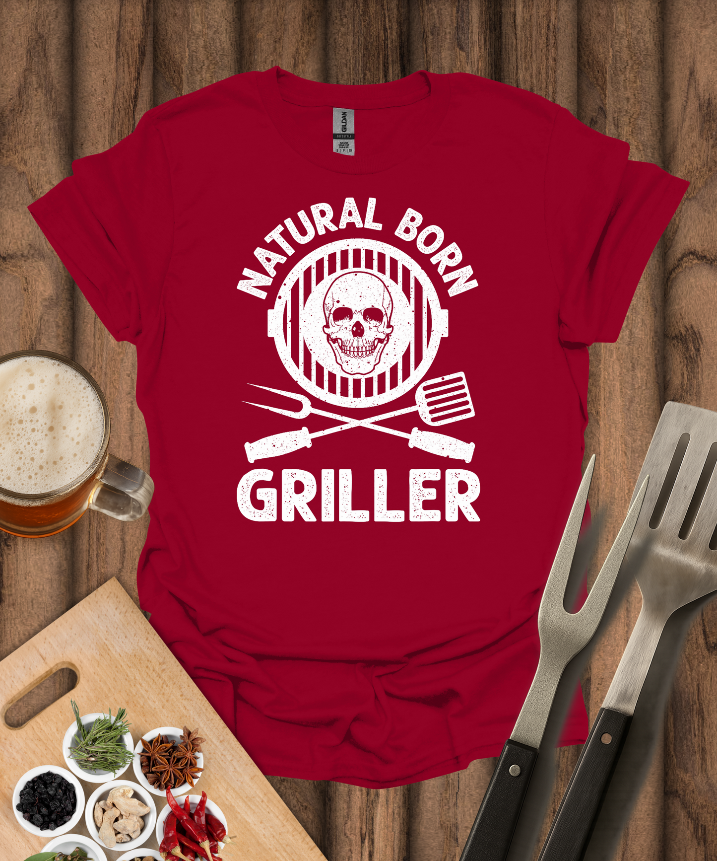 Printify T-Shirt Cardinal Red / S Natural Born Griller T-Shirt