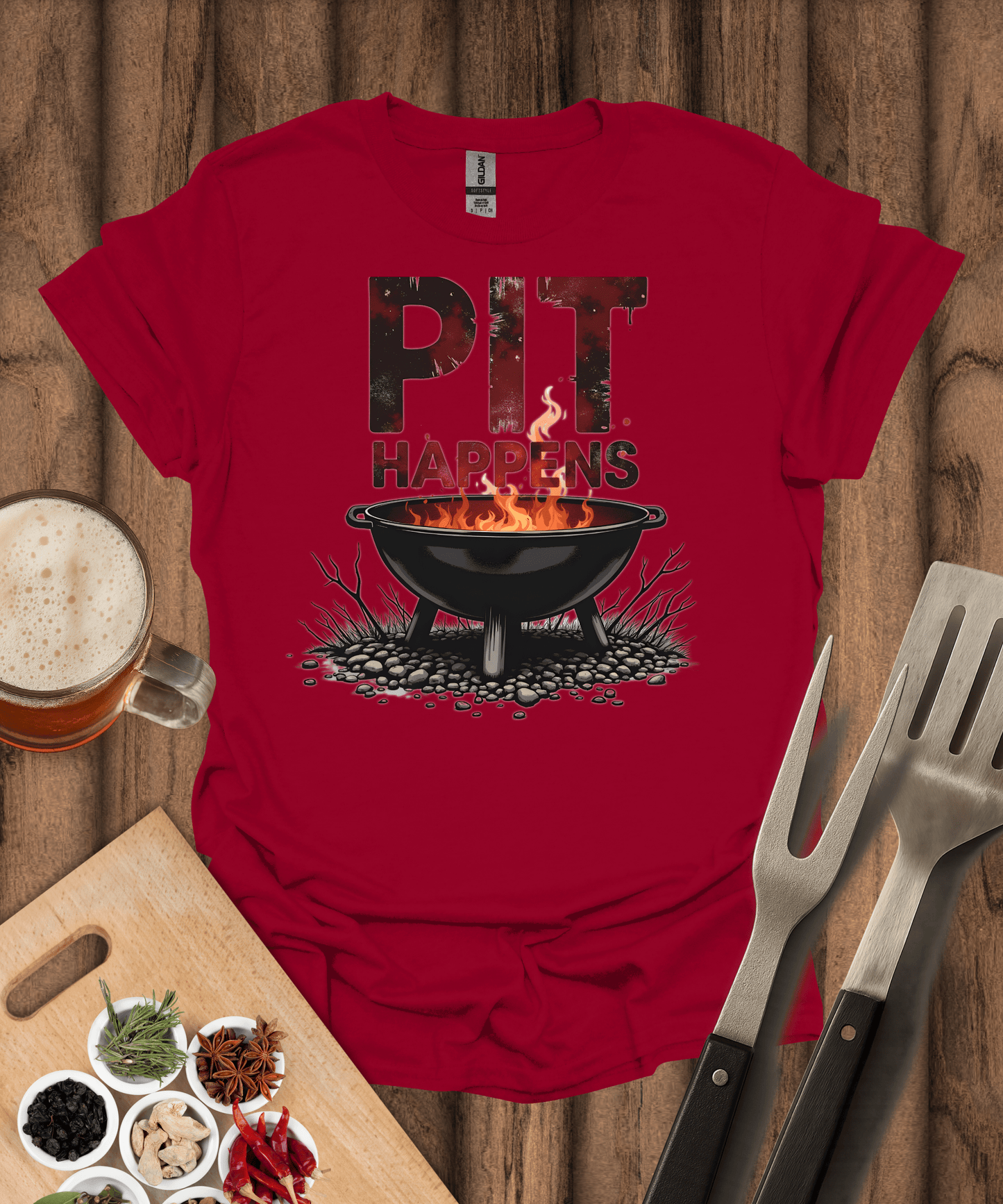 Printify T-Shirt Cardinal Red / S Pit Happens T-Shirt
