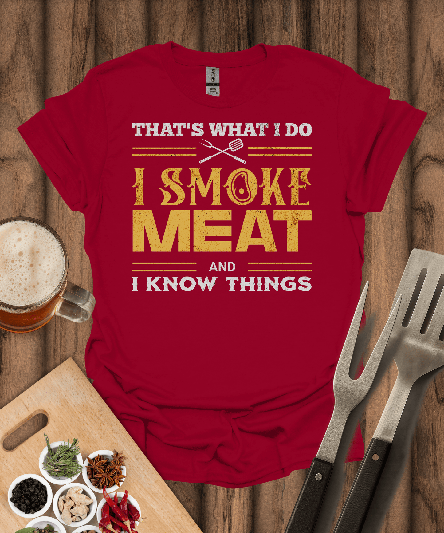 Printify T-Shirt Cardinal Red / S Smoke Meat T-Shirt
