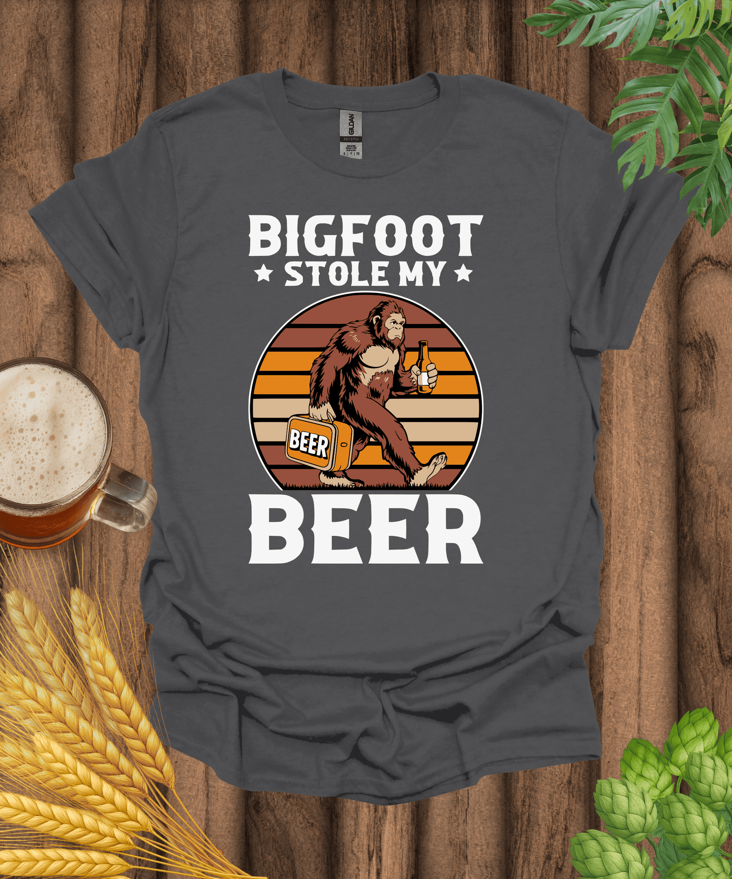 Printify T-Shirt Charcoal / S Bigfoot Stole My Beer T-Shirt