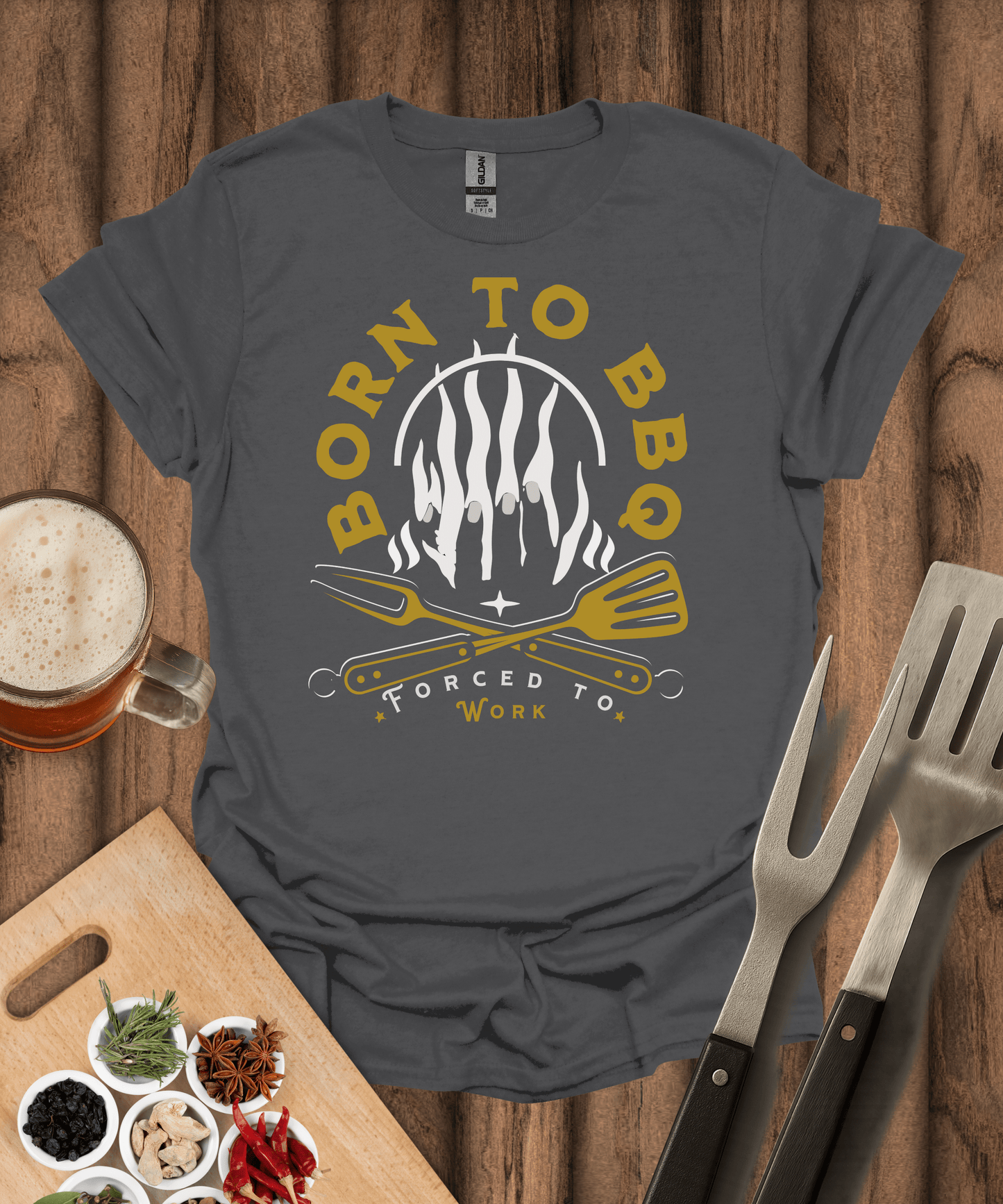 Printify T-Shirt Charcoal / S Born to BBQ T-Shirt