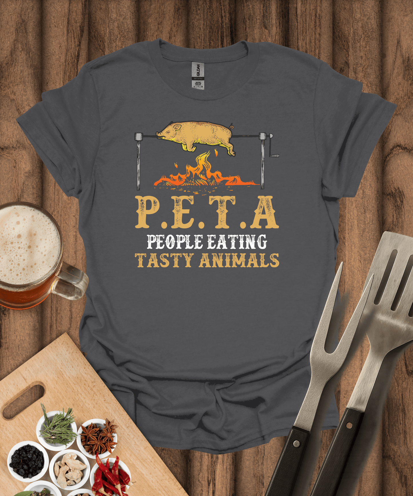 Printify T-Shirt Charcoal / S P.E.T.A (People Eating Tasty Animals) T-Shirt