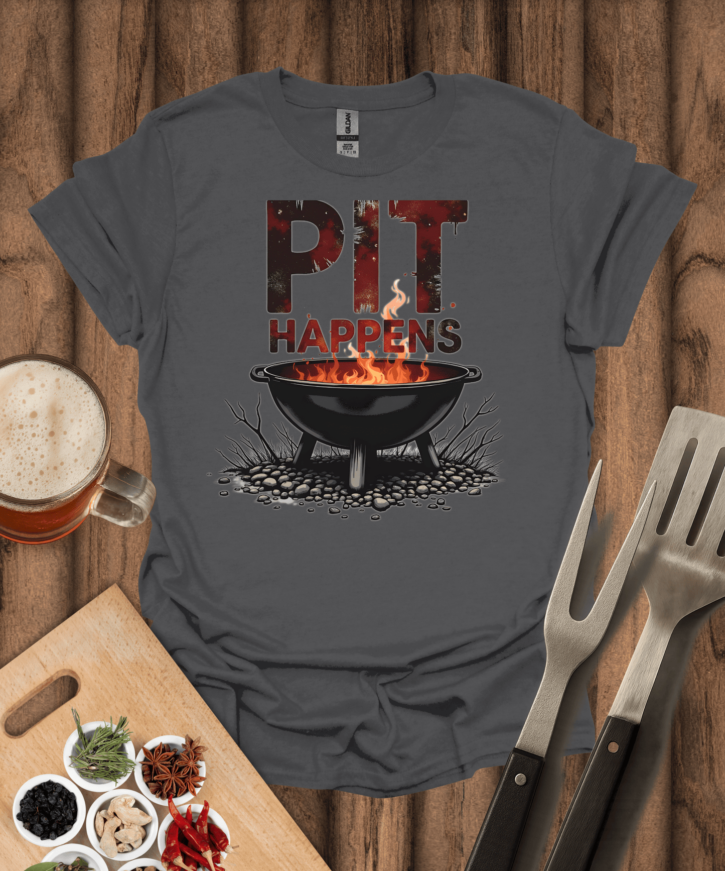 Printify T-Shirt Charcoal / S Pit Happens T-Shirt