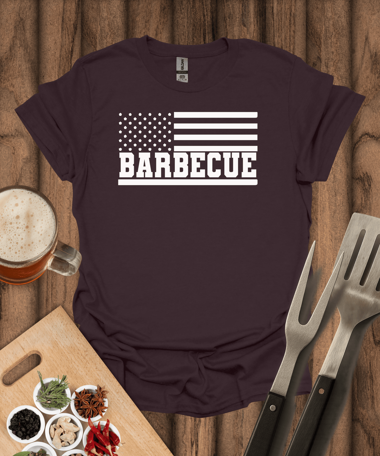 Printify T-Shirt Dark Chocolate / S Barbecue Flag T-Shirt