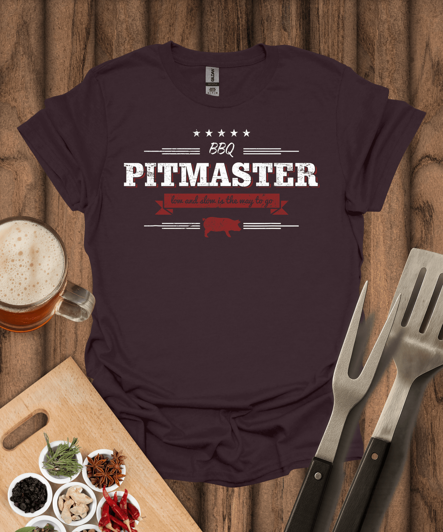 Printify T-Shirt Dark Chocolate / S BBQ Pitmaster Low And Slow Is The Way To Go T-Shirt