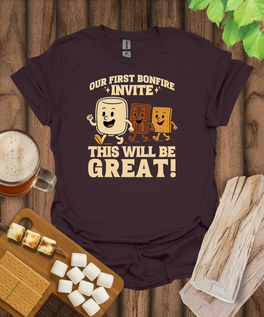 Printify T-Shirt Dark Chocolate / S Bonfire Invitation T-Shirt