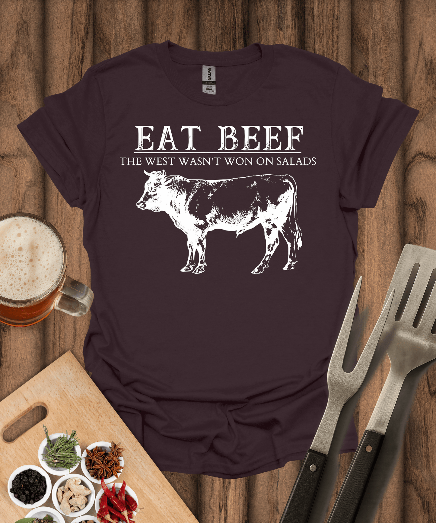 Printify T-Shirt Dark Chocolate / S Eat Beef T-Shirt