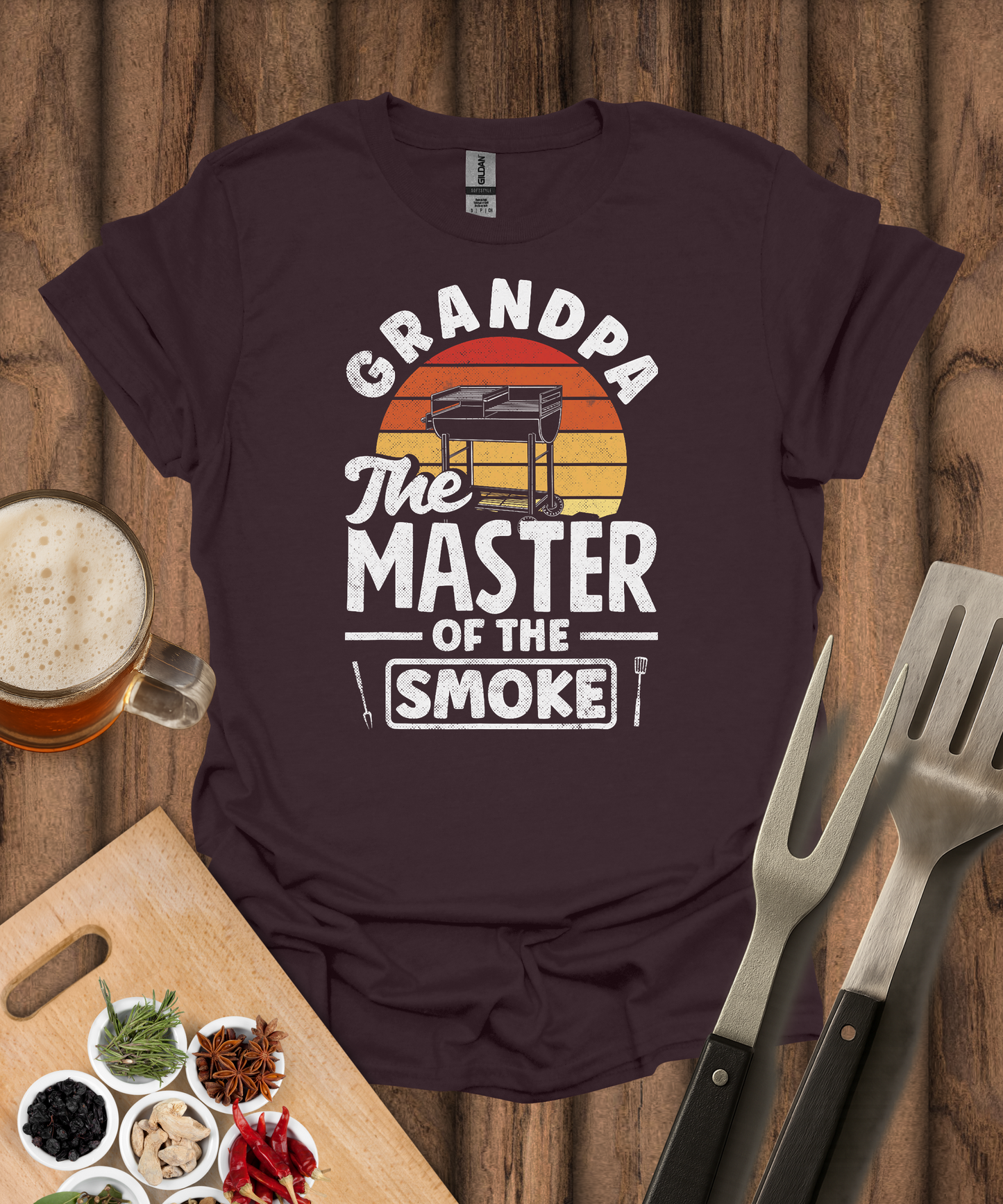 Printify T-Shirt Dark Chocolate / S Grandpa The Master of the Smoke T-Shirt