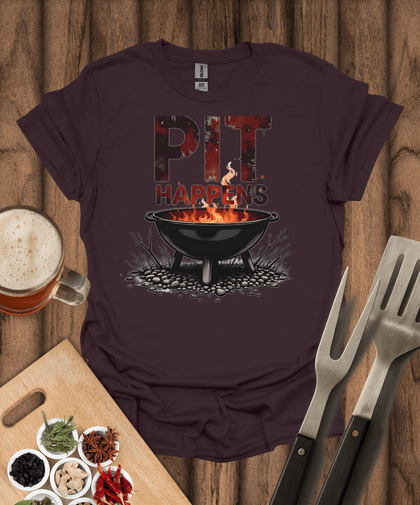 Printify T-Shirt Dark Chocolate / S Pit Happens T-Shirt