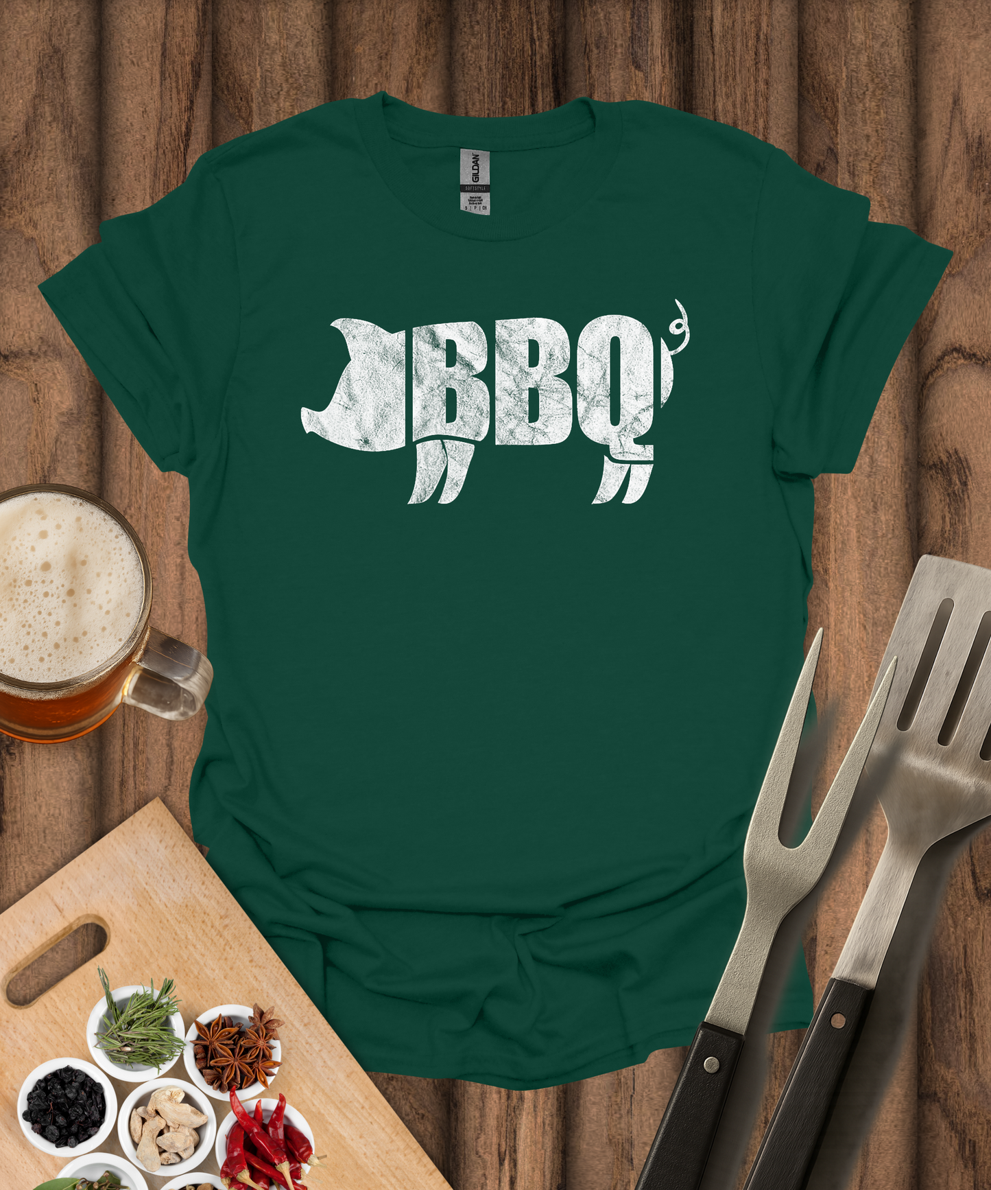 Printify T-Shirt Forest Green / S BBQ Pig T-Shirt