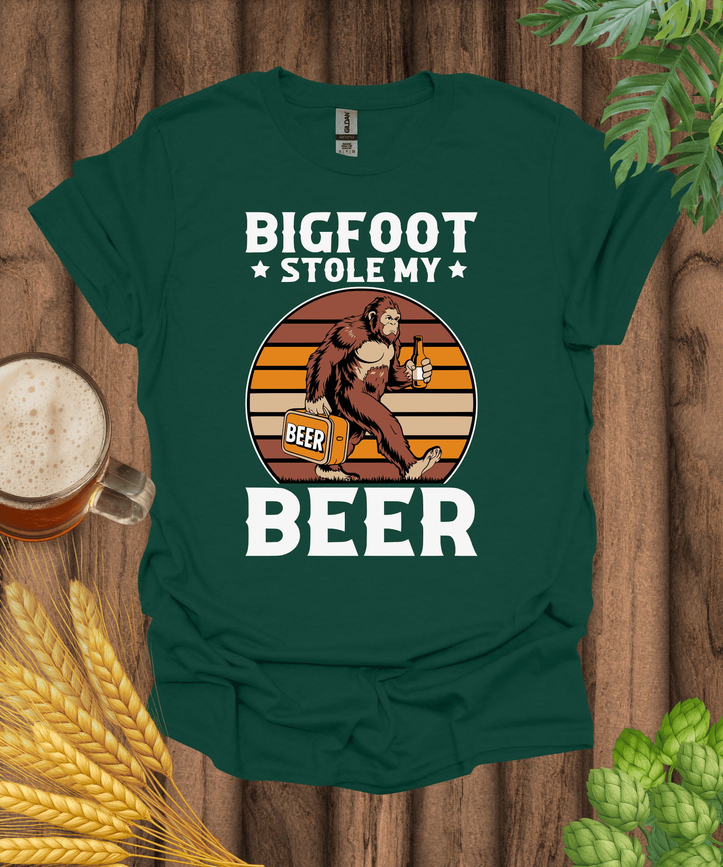 Printify T-Shirt Forest Green / S Bigfoot Stole My Beer T-Shirt