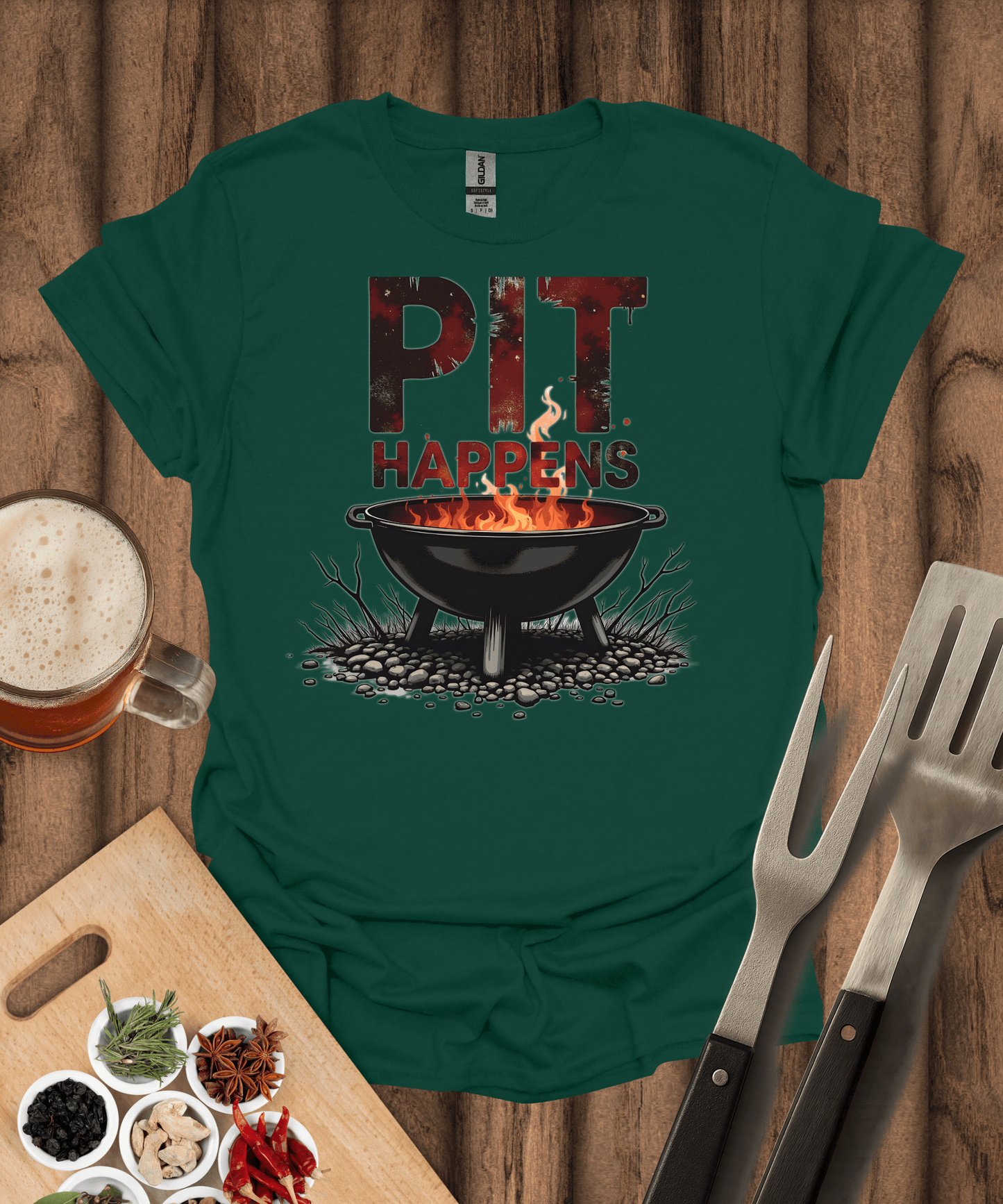 Printify T-Shirt Forest Green / S Pit Happens T-Shirt