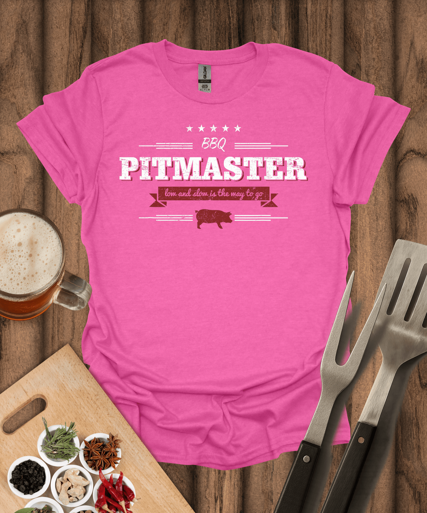 Printify T-Shirt Heather Heliconia / S BBQ Pitmaster Low And Slow Is The Way To Go T-Shirt