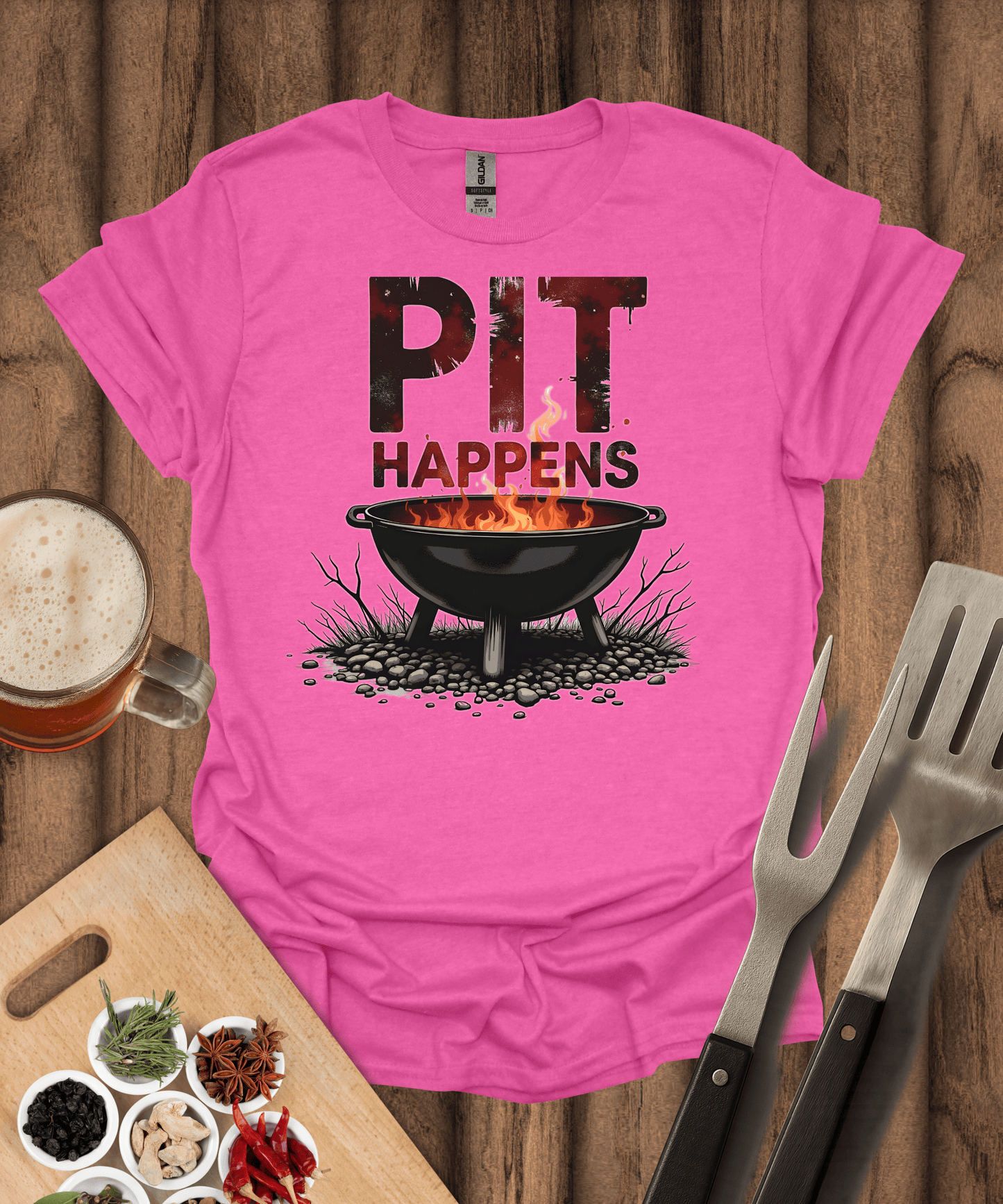 Printify T-Shirt Heather Heliconia / S Pit Happens T-Shirt