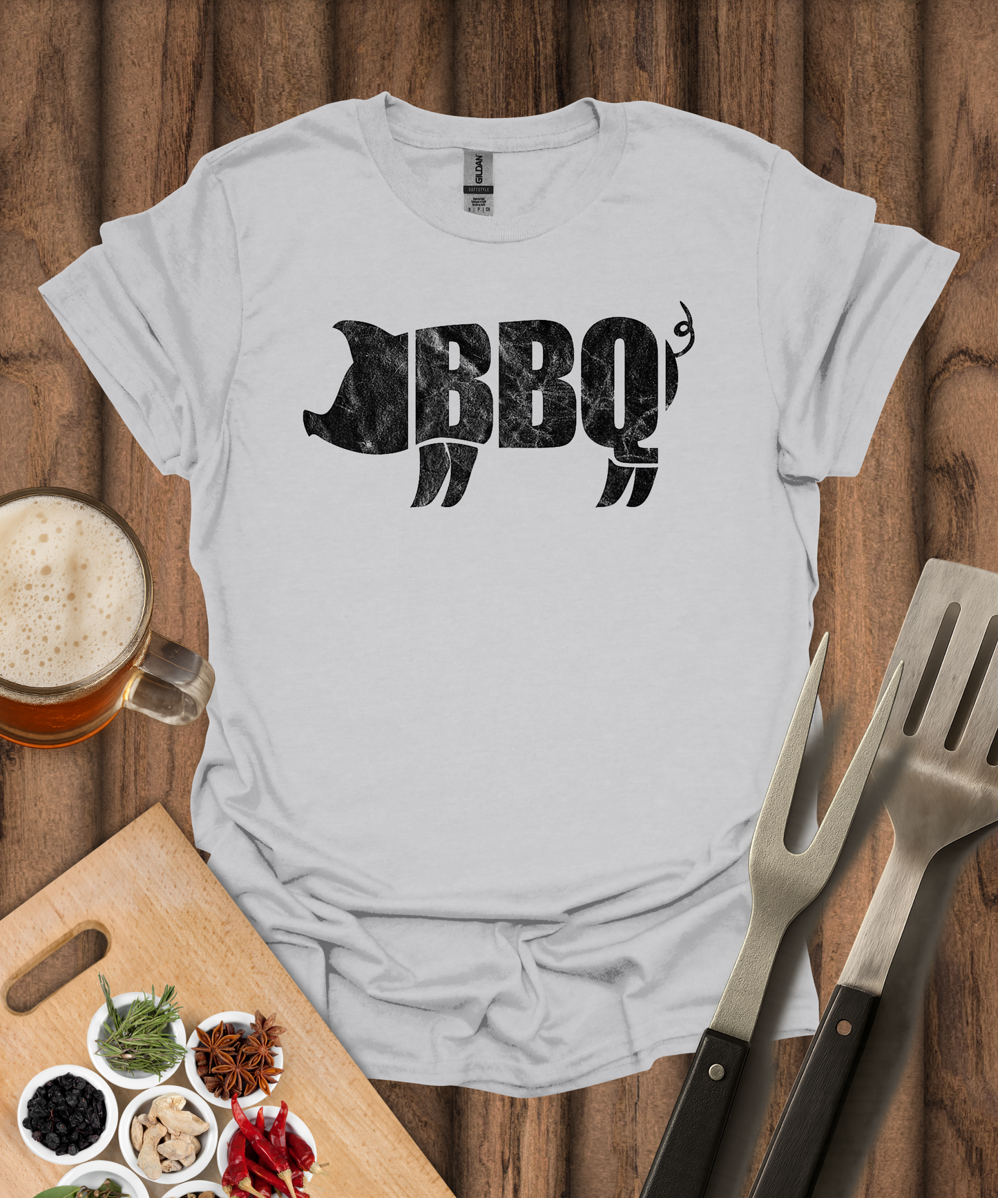Printify T-Shirt Ice Grey / S BBQ Pig T-Shirt