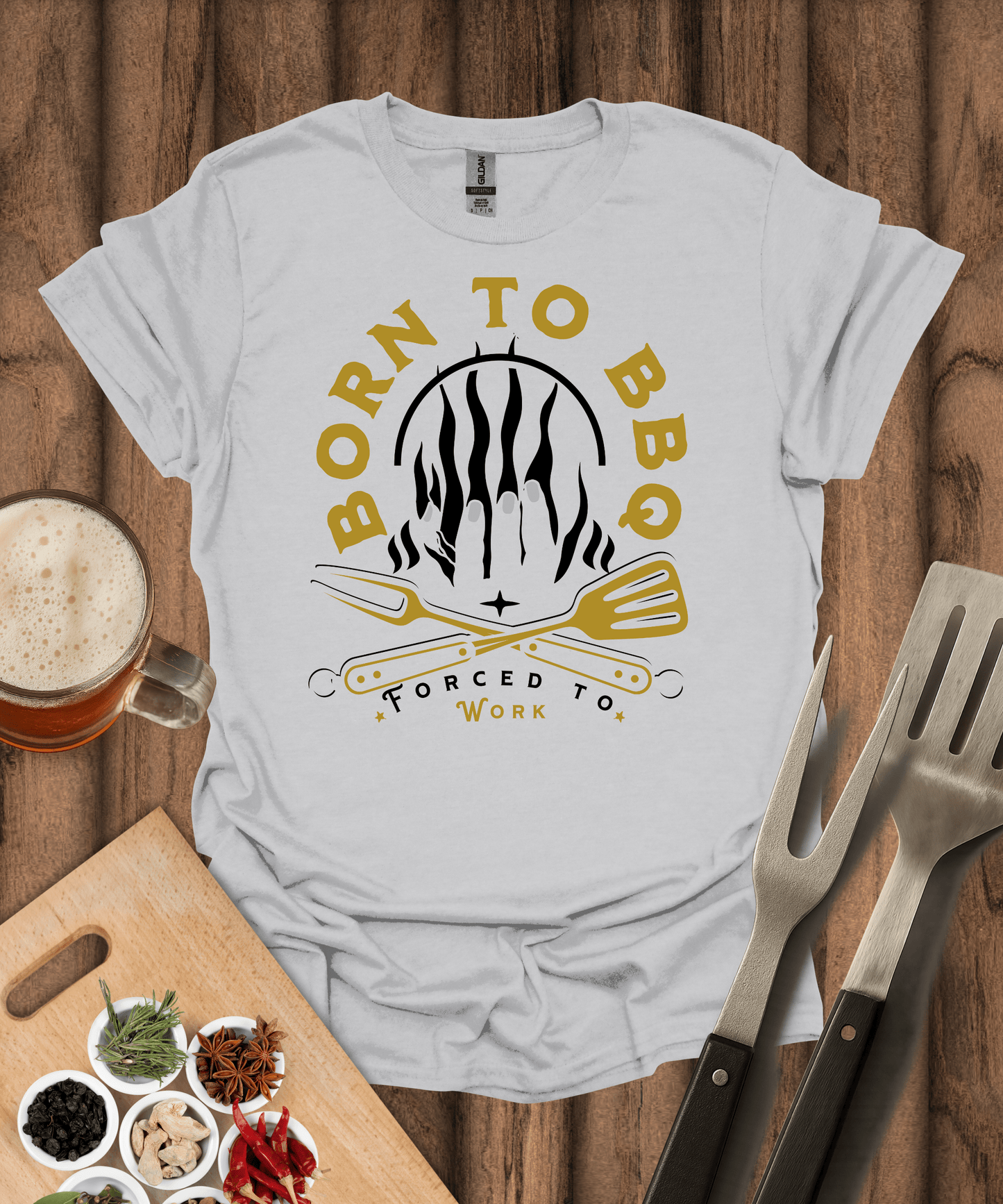 Printify T-Shirt Ice Grey / S Born to BBQ T-Shirt