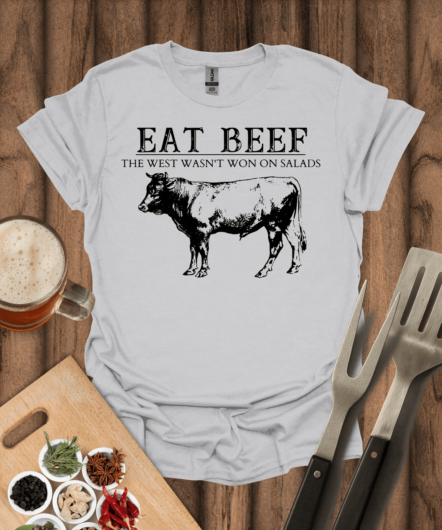 Printify T-Shirt Ice Grey / S Eat Beef T-Shirt