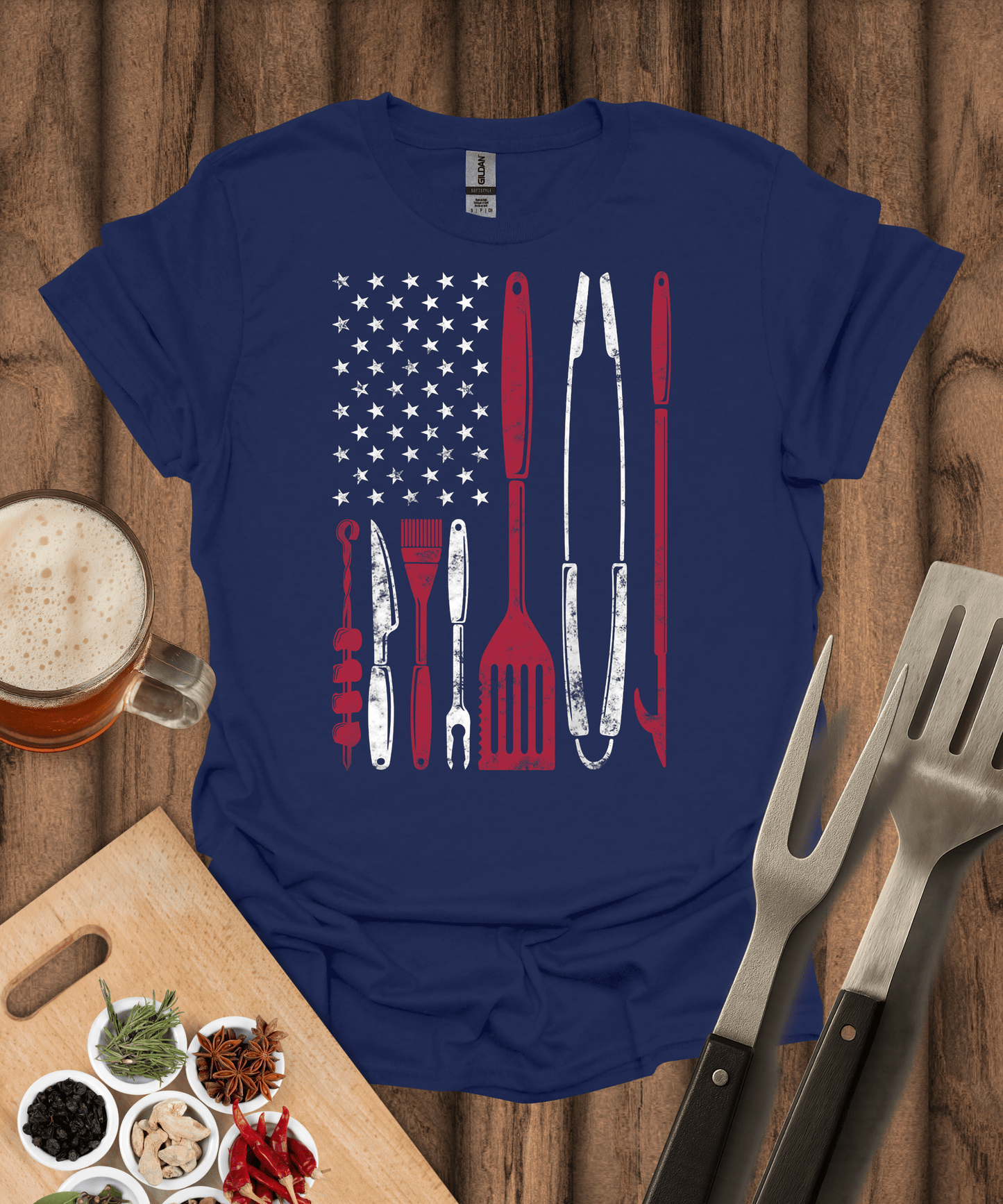 Printify T-Shirt Navy / S American Flag Utensil T-Shirt