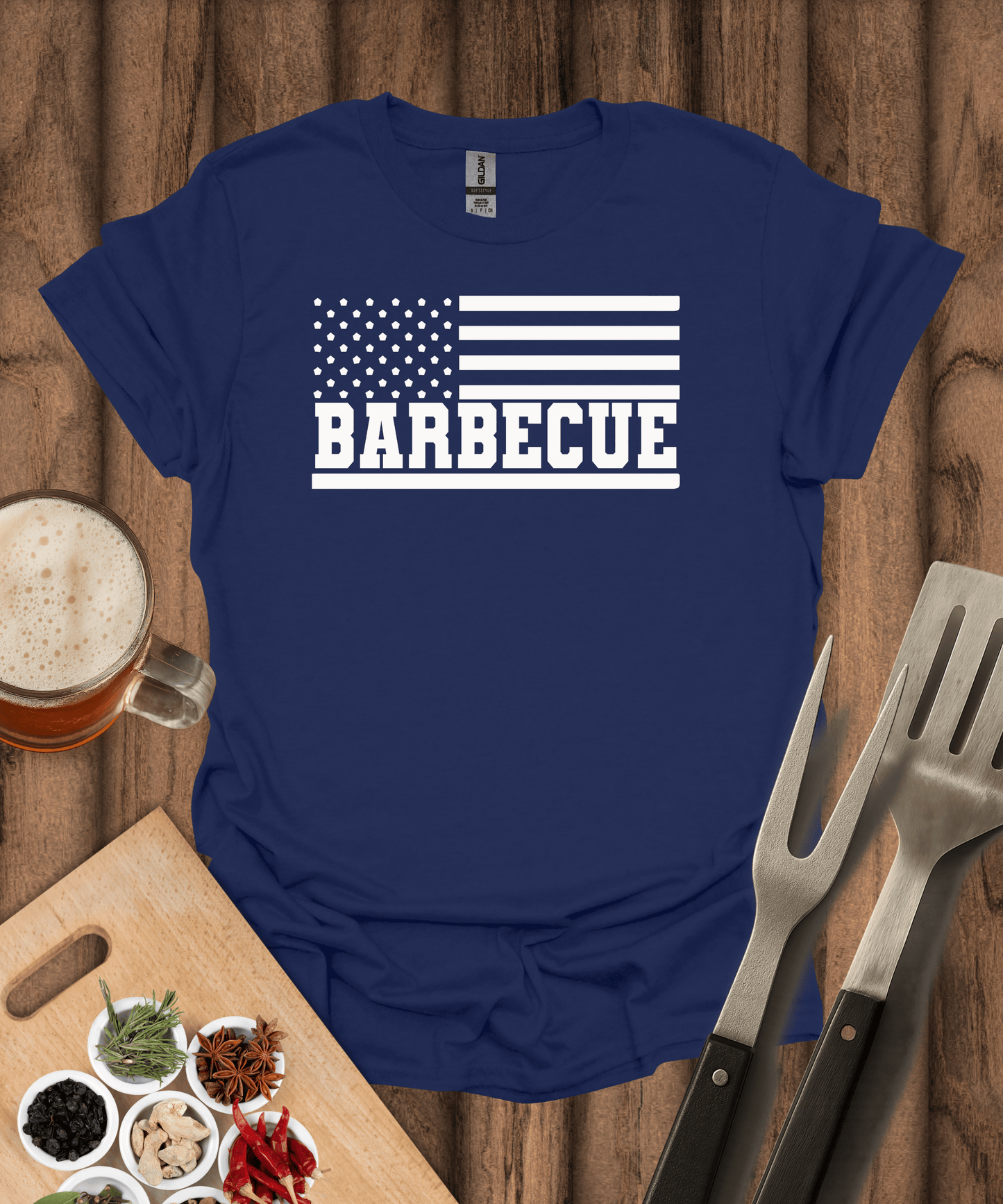 Printify T-Shirt Navy / S Barbecue Flag T-Shirt