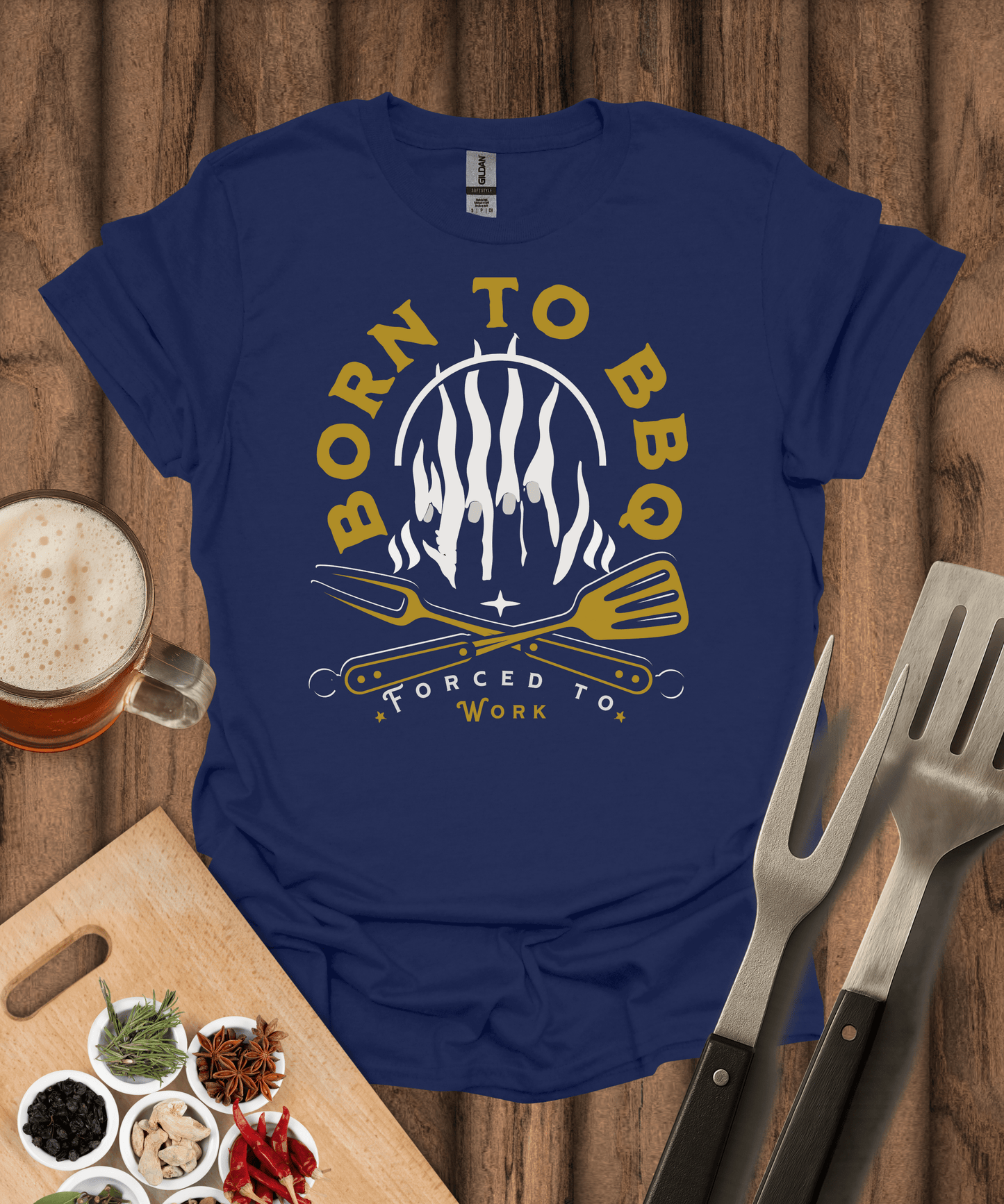Printify T-Shirt Navy / S Born to BBQ T-Shirt
