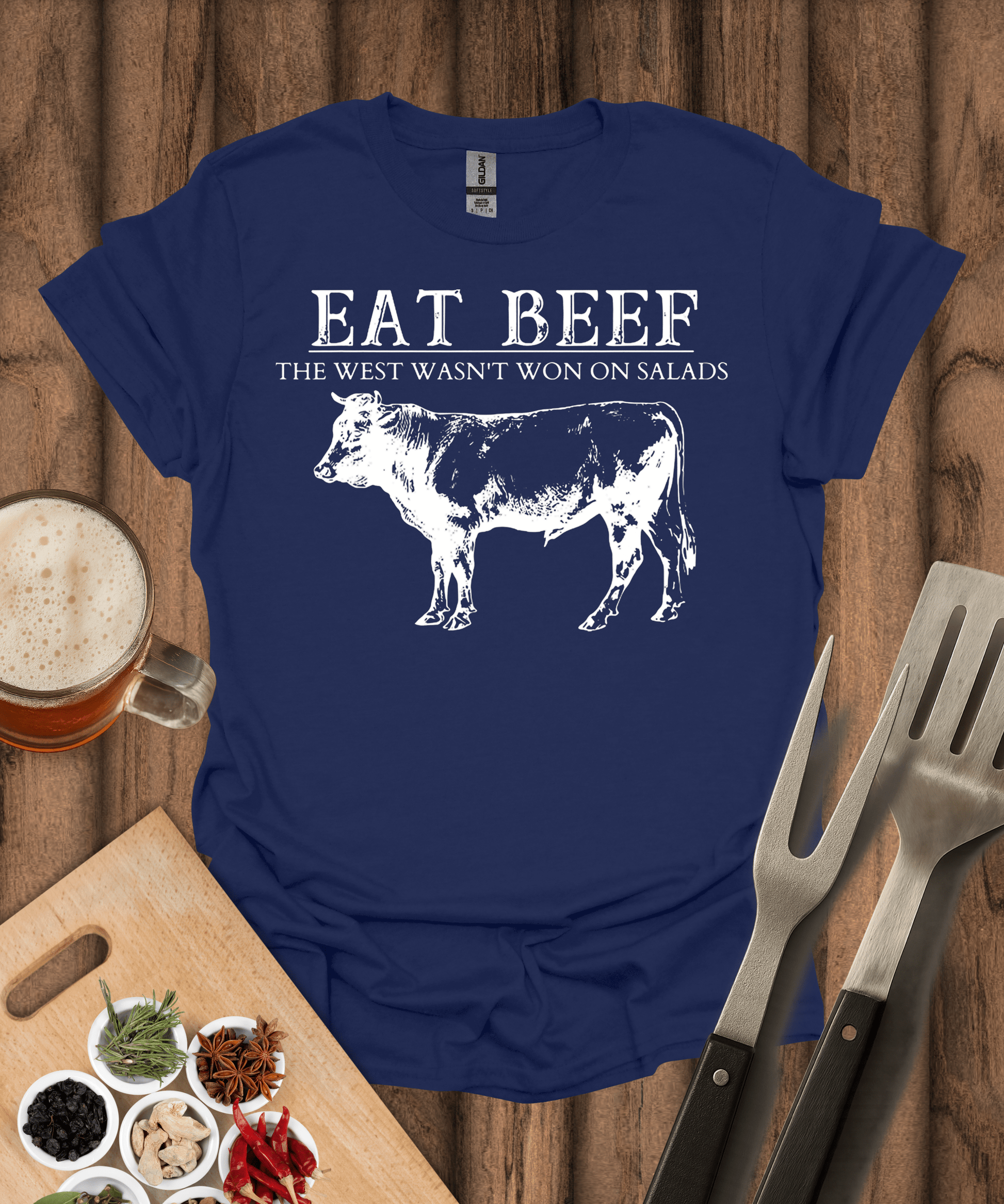 Printify T-Shirt Navy / S Eat Beef T-Shirt