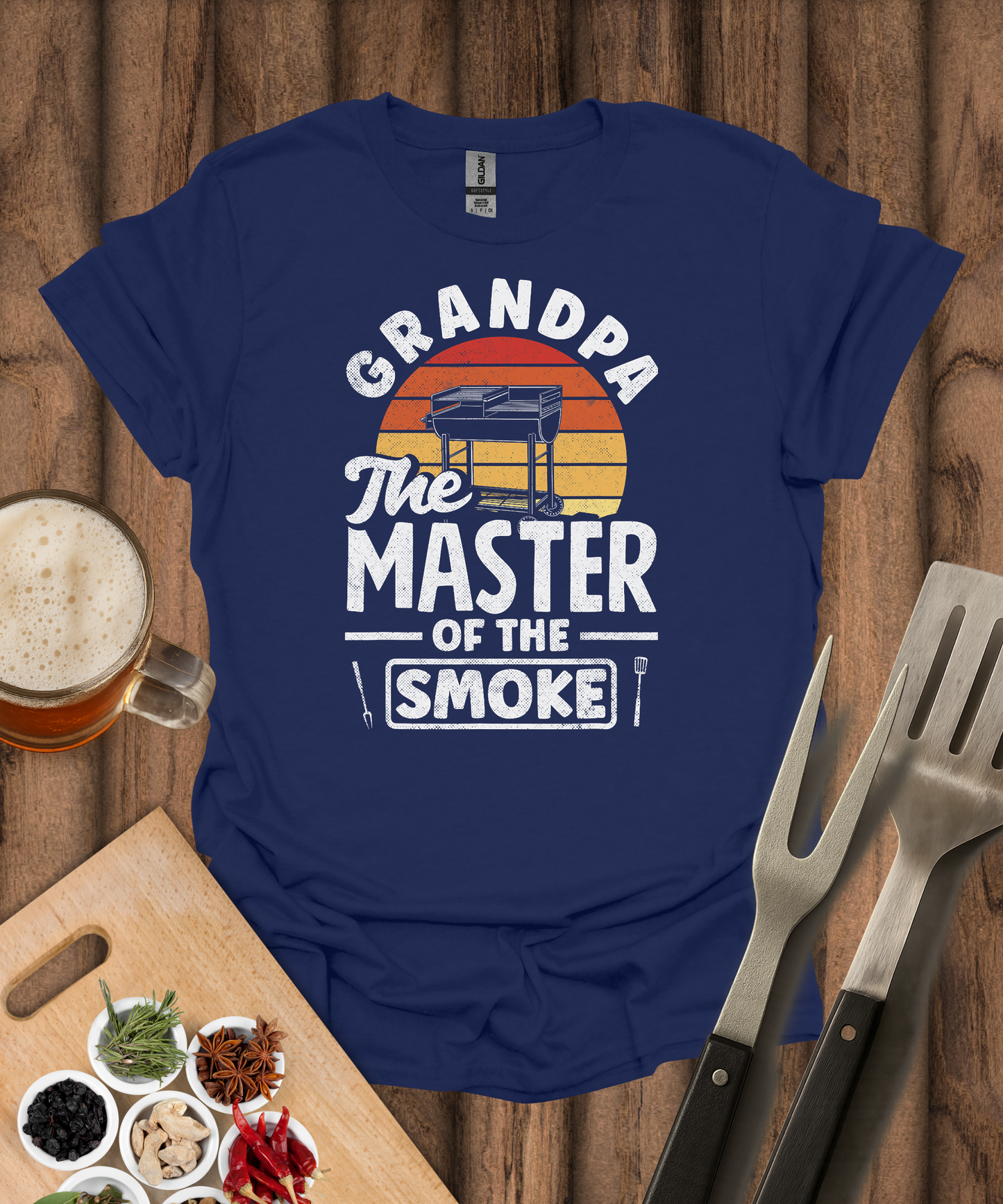 Printify T-Shirt Navy / S Grandpa The Master of the Smoke T-Shirt