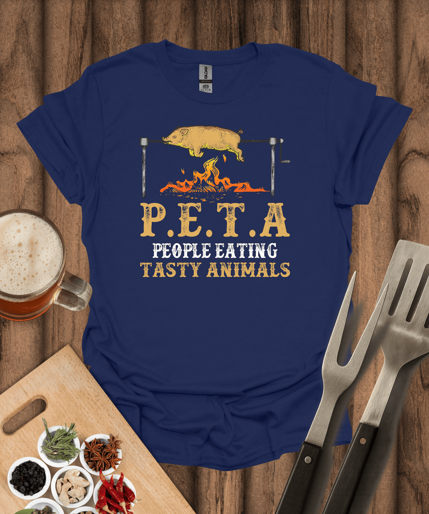 Printify T-Shirt Navy / S P.E.T.A (People Eating Tasty Animals) T-Shirt