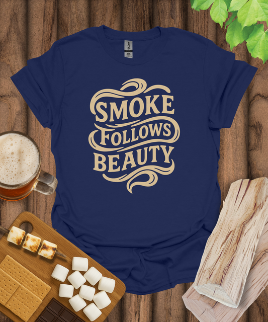 Printify T-Shirt Navy / S Smoke Follows Beauty T-Shirt