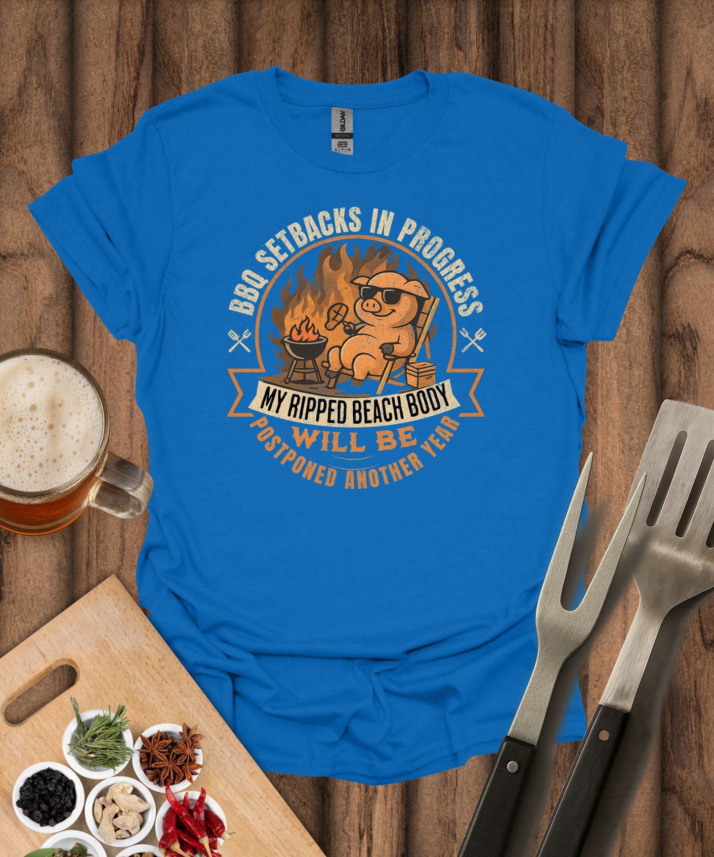 Printify T-Shirt Royal / S BBQ Setbacks In Progress T-Shirt